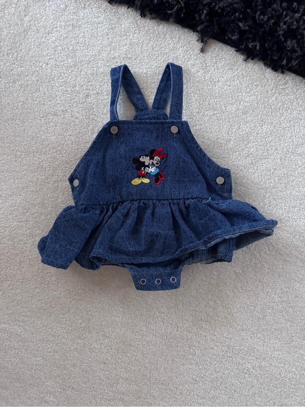 Denim Minnie Mouse Baby Romper 12m